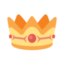 a gold crown with red gems