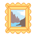 a portrait of a scenery with a gold frame